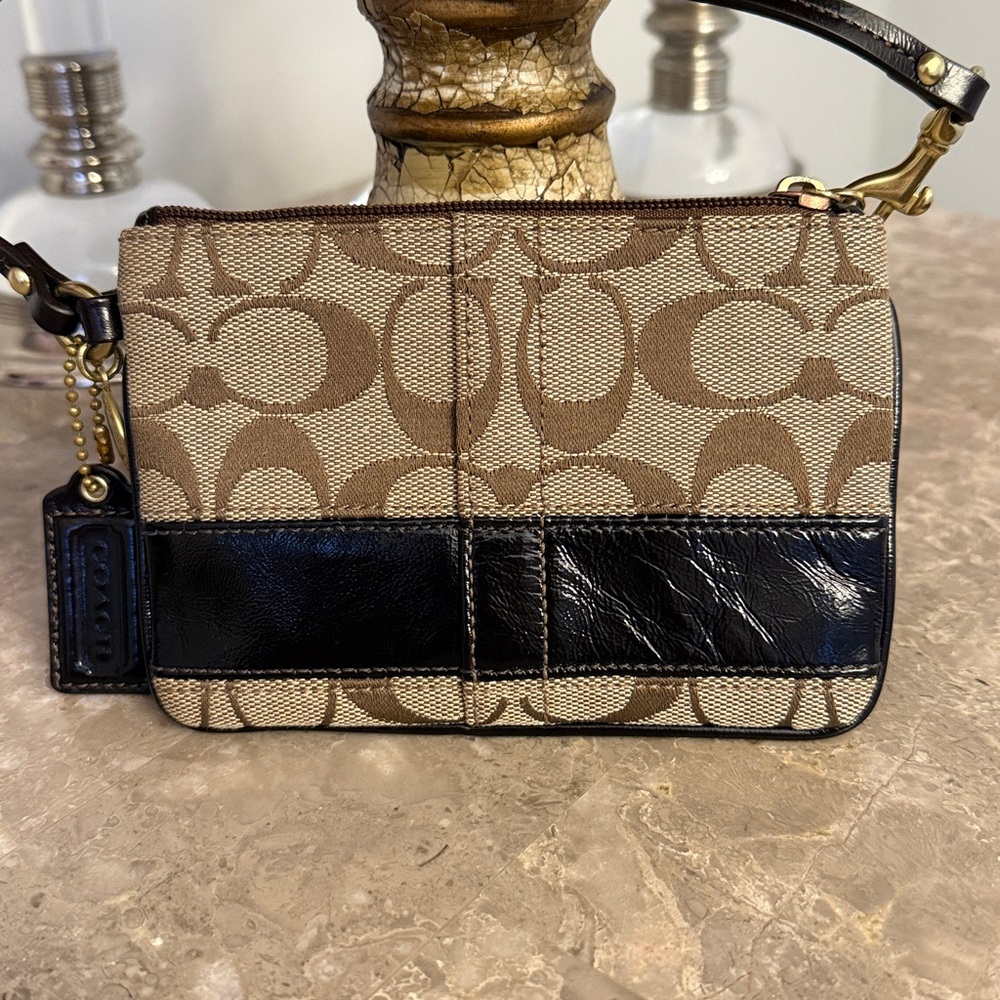 Coach Signature Stripe Wristlet with Legacy Lining - Picture 4 of 9